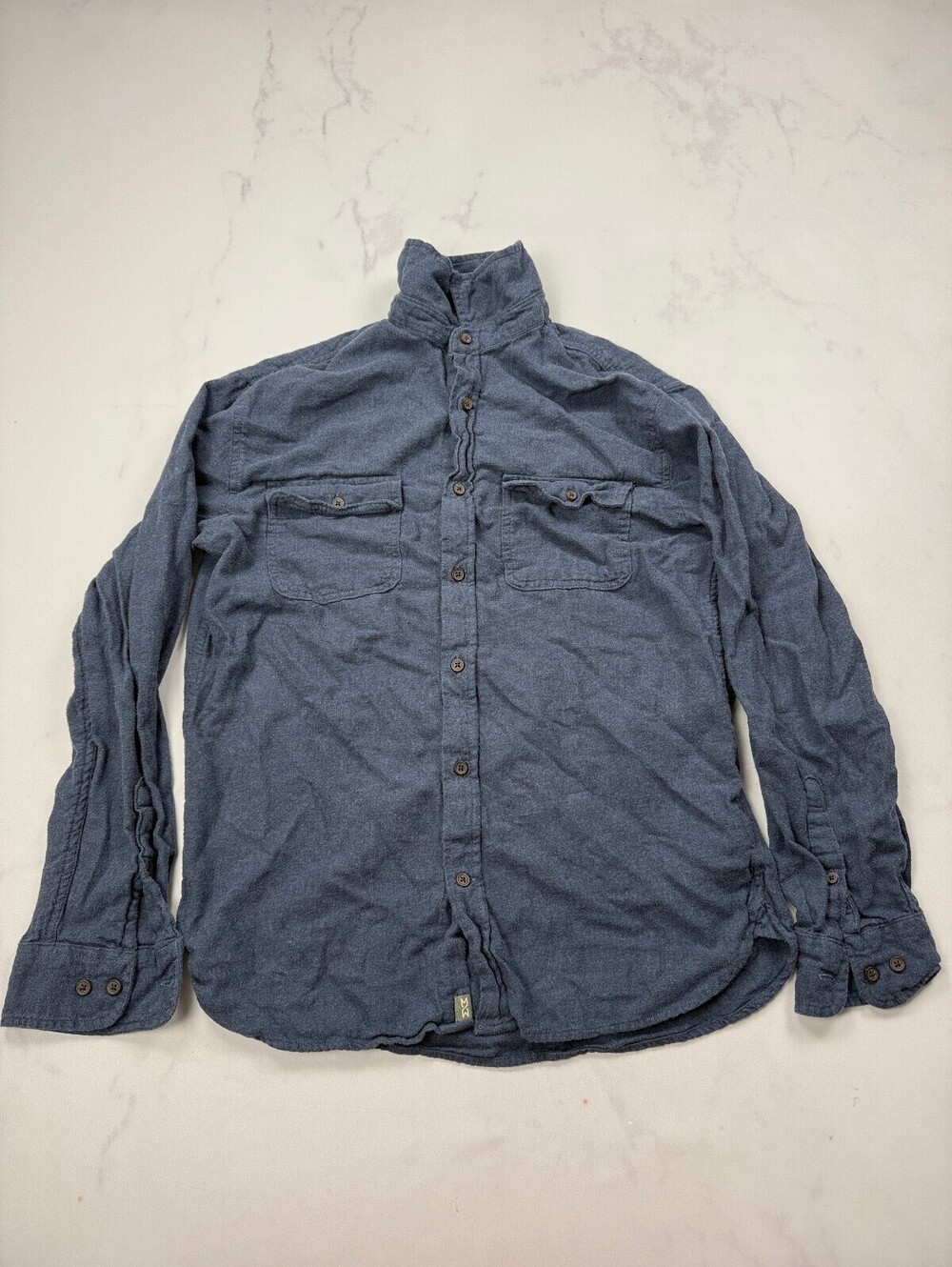 Mutual Weave Button-Up Shirt Navy 90s VTG Adjustable - Mens M